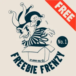 Handcrafted Jack-in-the-box monochrome vector illustration as a free download by The Graphic Vault.