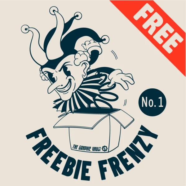 Handcrafted Jack-in-the-box monochrome vector illustration as a free download by The Graphic Vault.