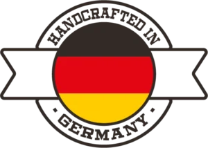 A vintage looking Badge that affirms the human made, handcrafted quality of the shirt design templates. All graphic design assets in The Graphic Vault Shop are made by a human designer and illustrator from Germany.